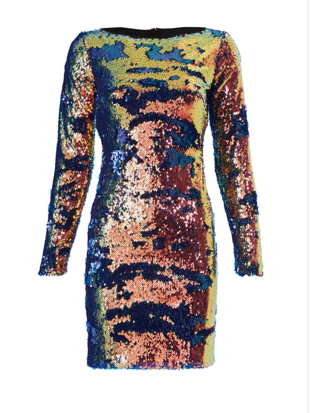 Naeem Khan mermaid sequin multi gold/blue/pink sheath size 2 - Picture 5 of 12